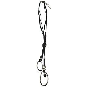 Long Black Cord Necklace Women’s Fashion Pendant Jewelry 19" Statement Lariat